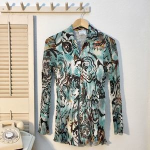 Alberto Makali Crinkle Crepe Long Sleeve Designer Top Blouse Shirt
